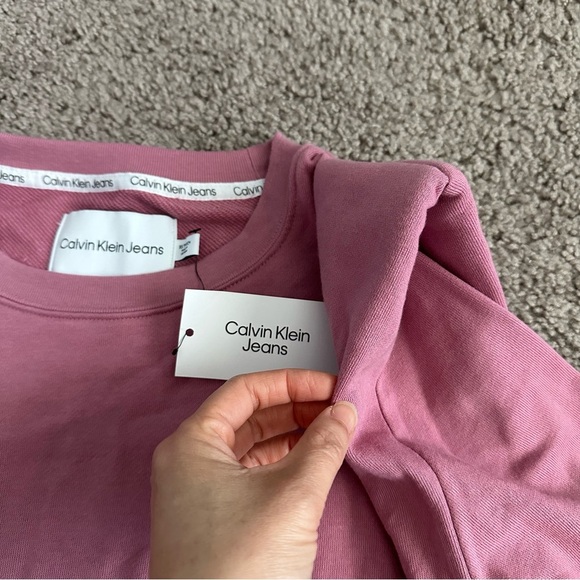 Calvin Klein Jeans Sweatshirt Womens Size XS Padded Shoulders Mauve Pink - Picture 9 of 11